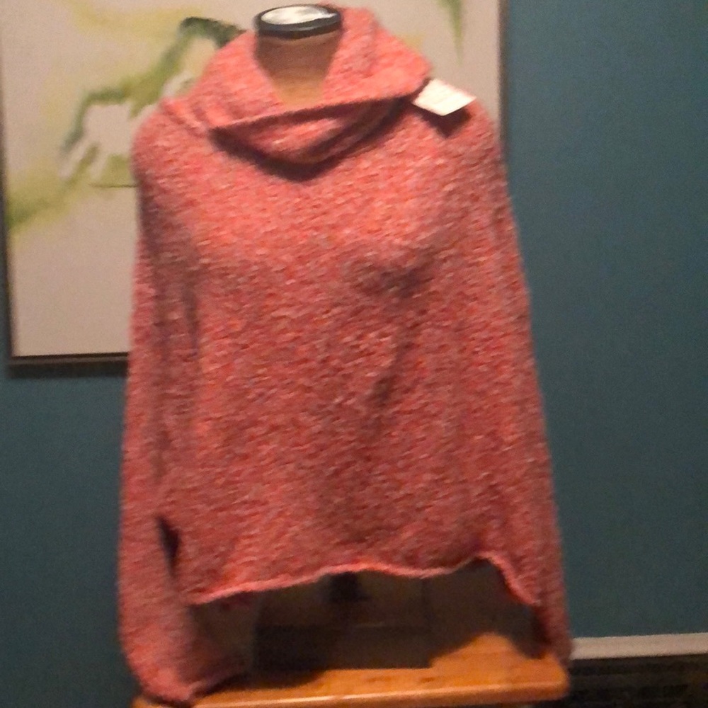 Free People Coral Mix Cowl Neck Sweater
